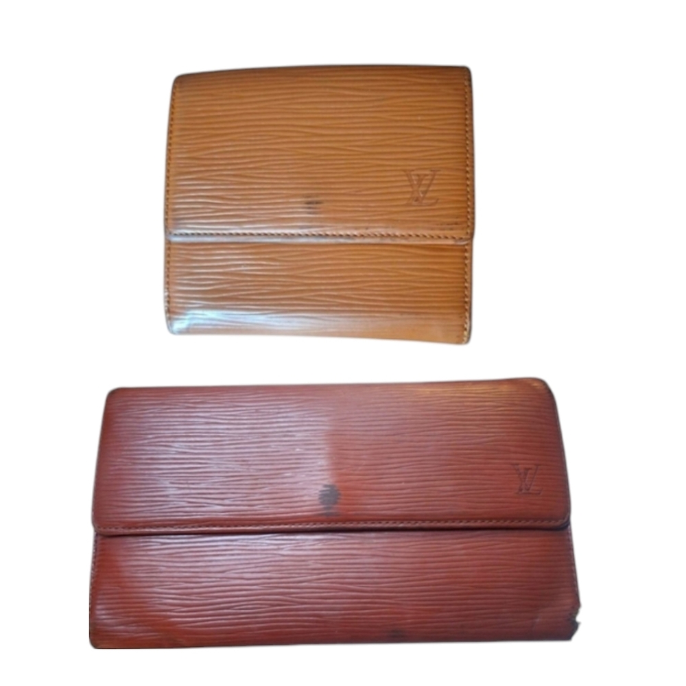 TWO Louis Vuitton Epi Leather Wallets– Brown Bifold/Long Tri Fold Epi Wallet